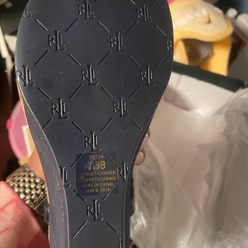 Ralph Lauren wedge  retta sandals navy - Picture 4 of 6